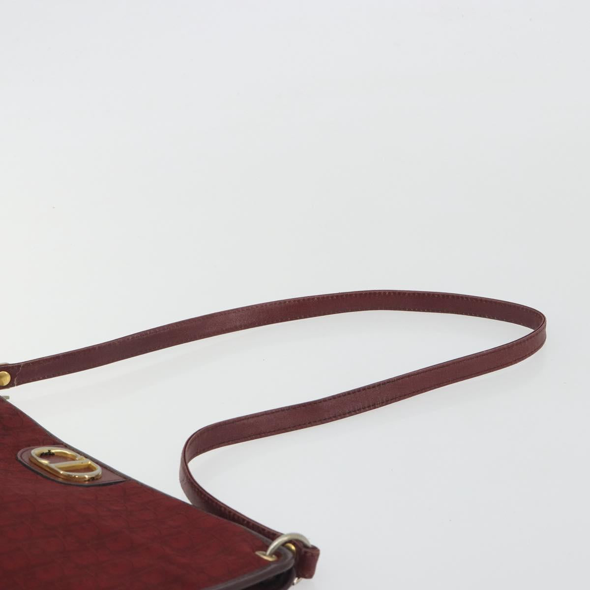 Christian Dior Trotter Canvas Shoulder Bag Red Gold Auth 193068