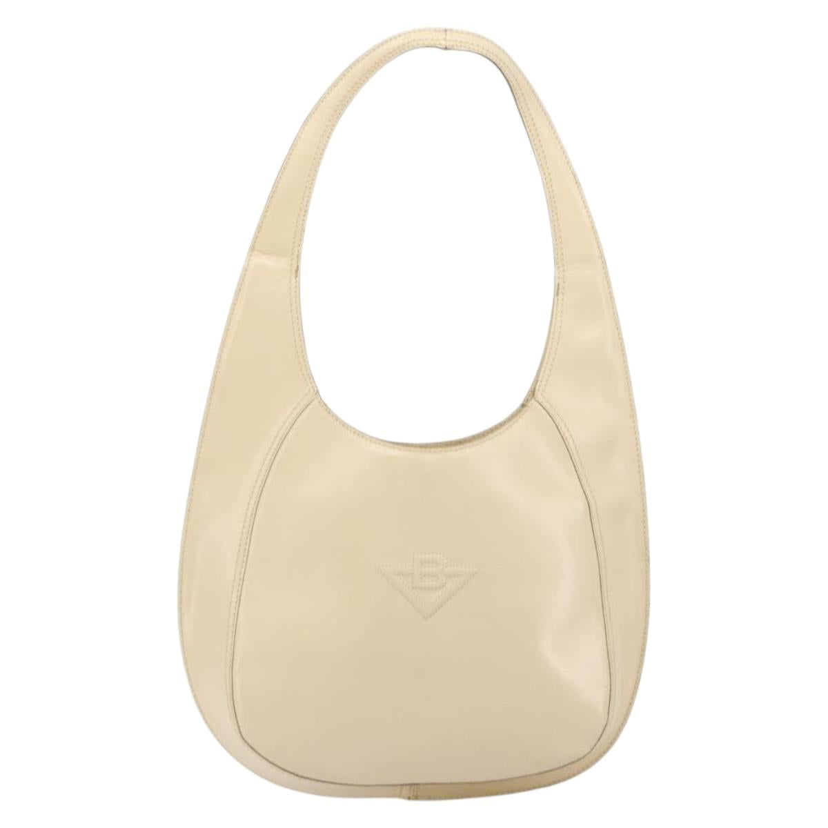 BOTTEGA VENETA Shoulder Bag Leather Ivory Silver Auth 193069