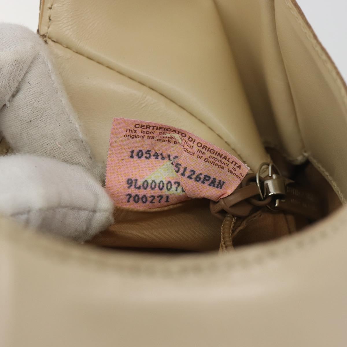 BOTTEGA VENETA Shoulder Bag Leather Ivory Silver Auth 193069