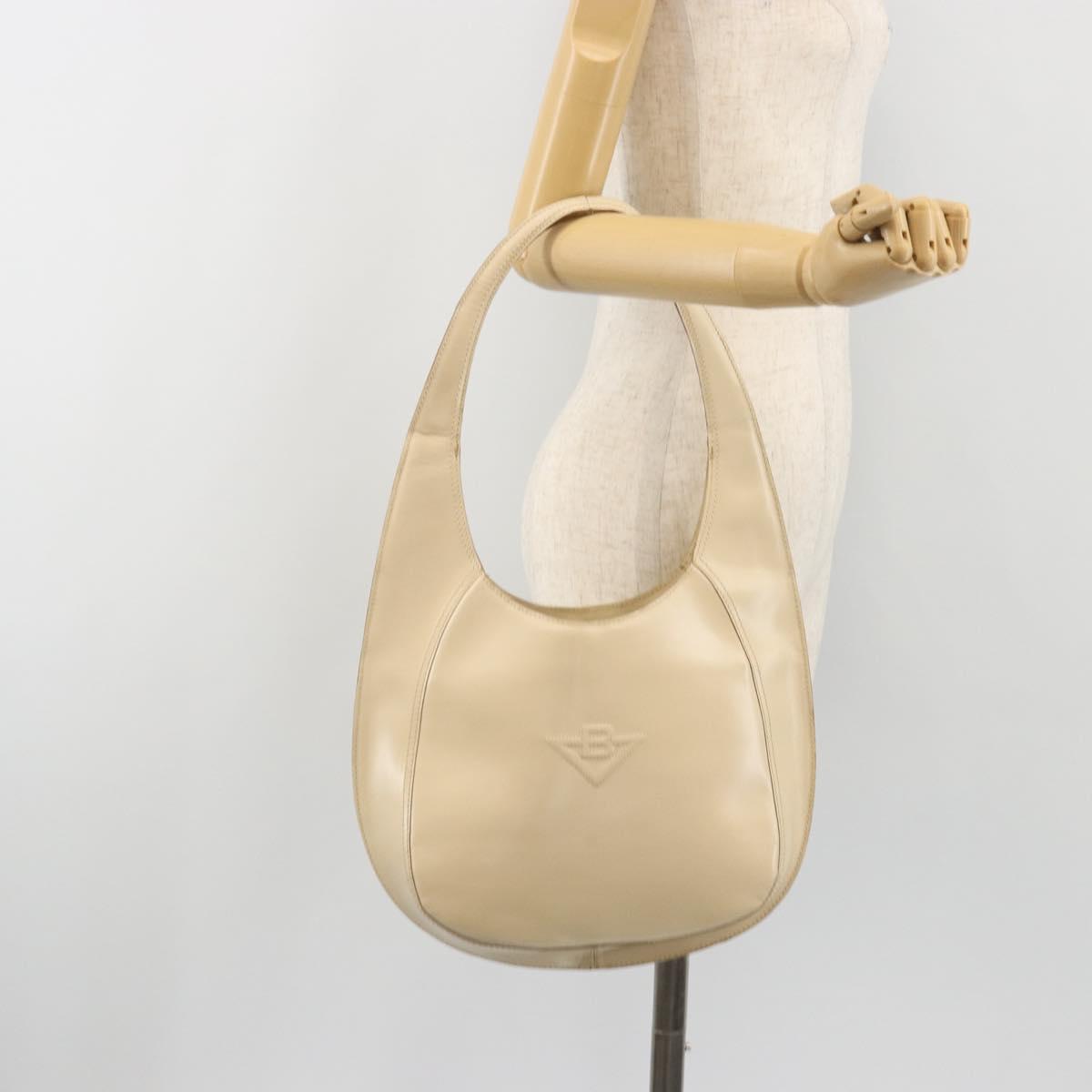 BOTTEGA VENETA Shoulder Bag Leather Ivory Silver Auth 193069