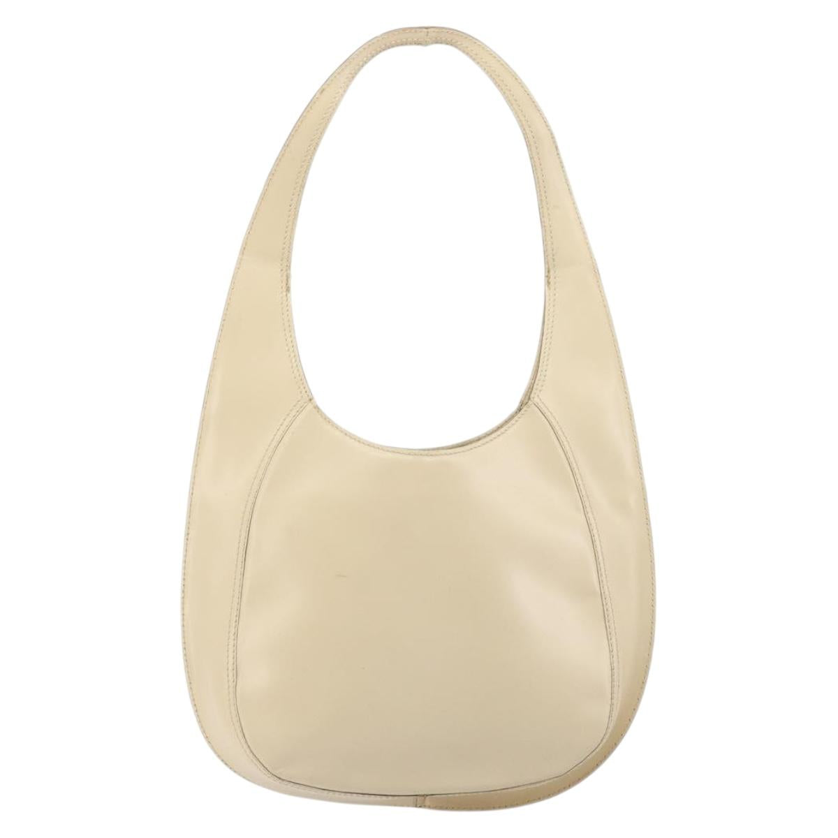 BOTTEGA VENETA Shoulder Bag Leather Ivory Silver Auth 193069