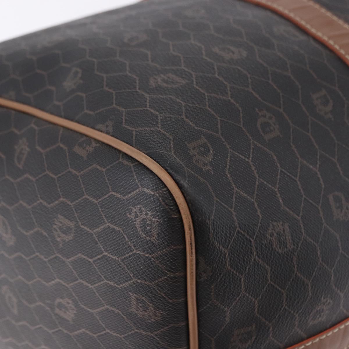 Christian Dior Honeycomb Canvas Boston Bag PVC Black Gold Auth 193070