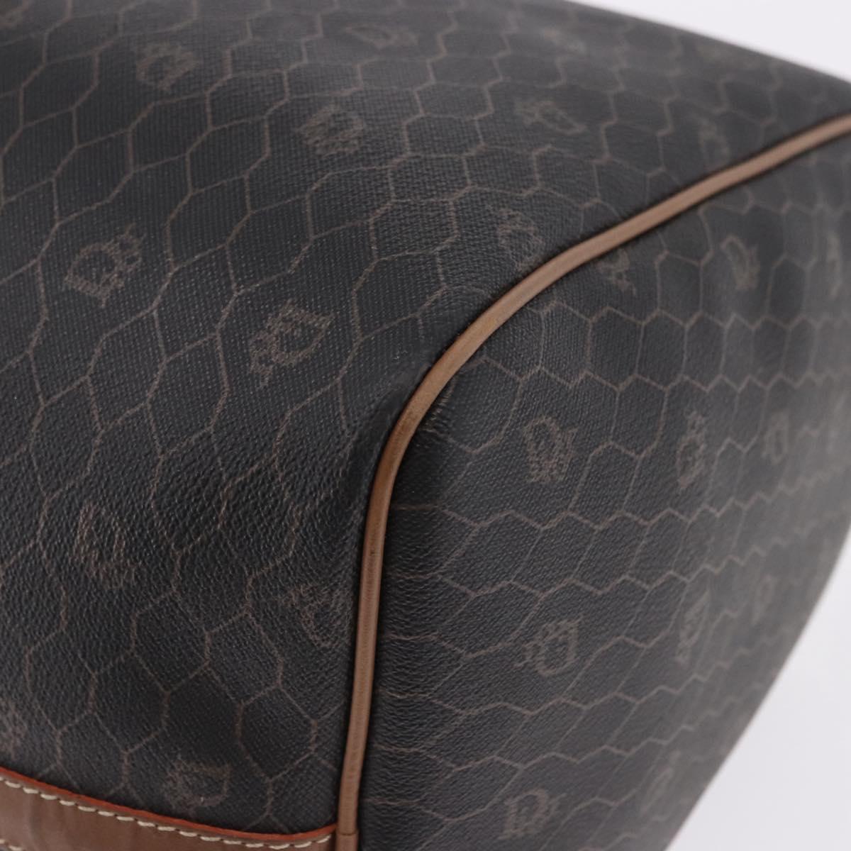 Christian Dior Honeycomb Canvas Boston Bag PVC Black Gold Auth 193070