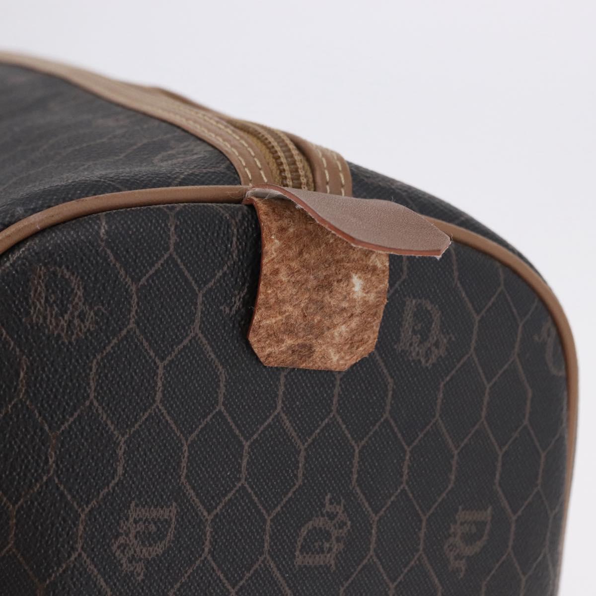 Christian Dior Honeycomb Canvas Boston Bag PVC Black Gold Auth 193070