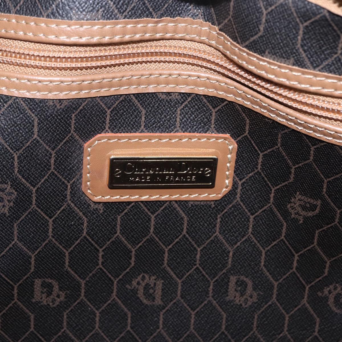 Christian Dior Honeycomb Canvas Boston Bag PVC Black Gold Auth 193070