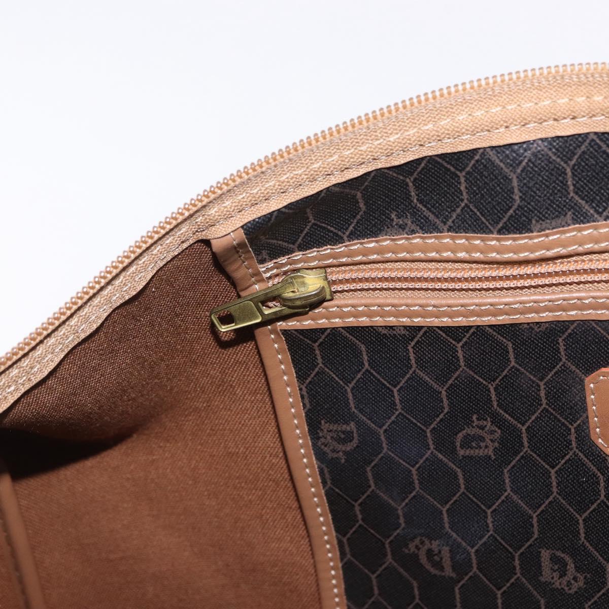 Christian Dior Honeycomb Canvas Boston Bag PVC Black Gold Auth 193070