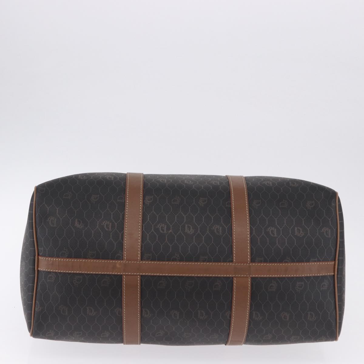 Christian Dior Honeycomb Canvas Boston Bag PVC Black Gold Auth 193070