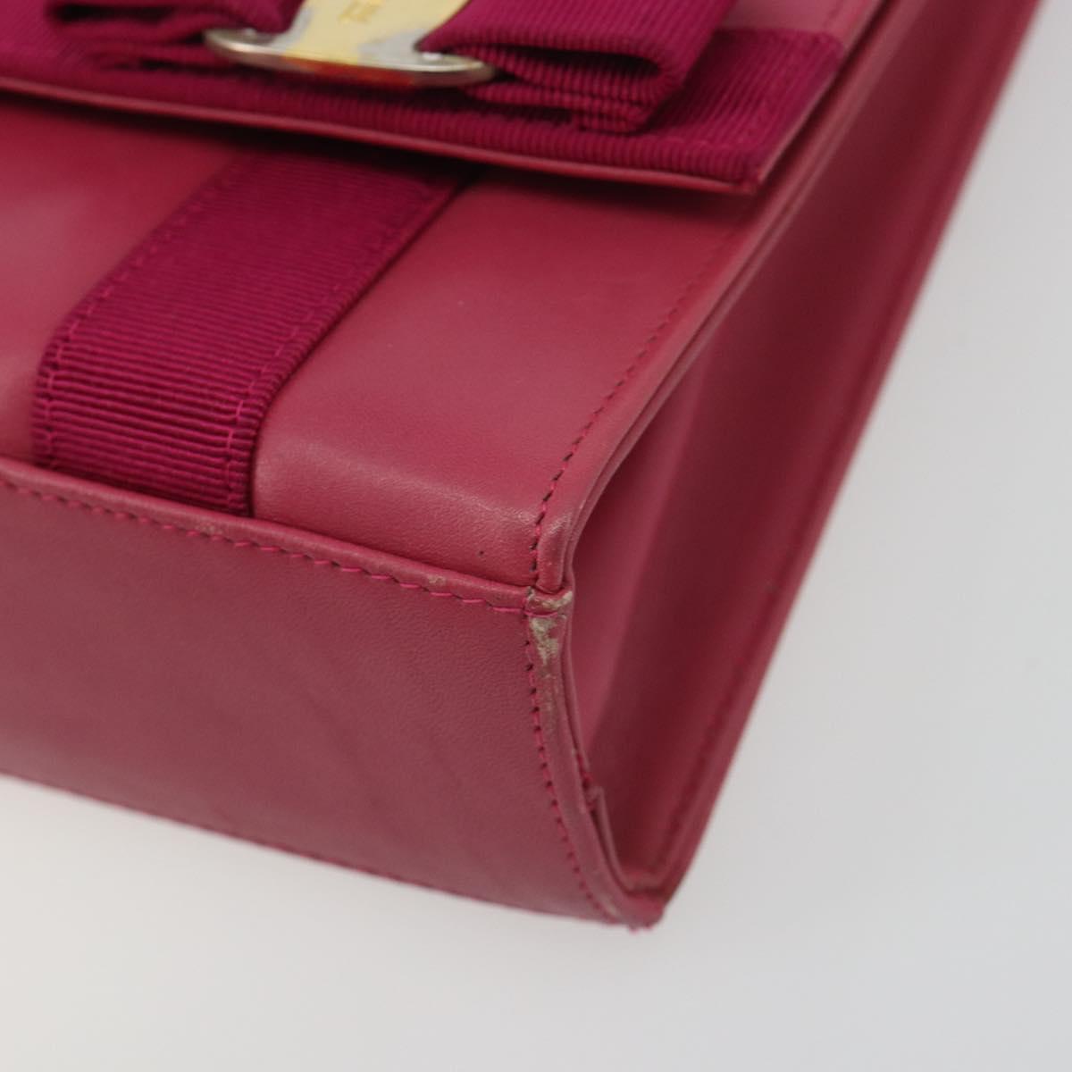 Salvatore Ferragamo Vala Shoulder Bag Leather Pink Gold Auth 193072