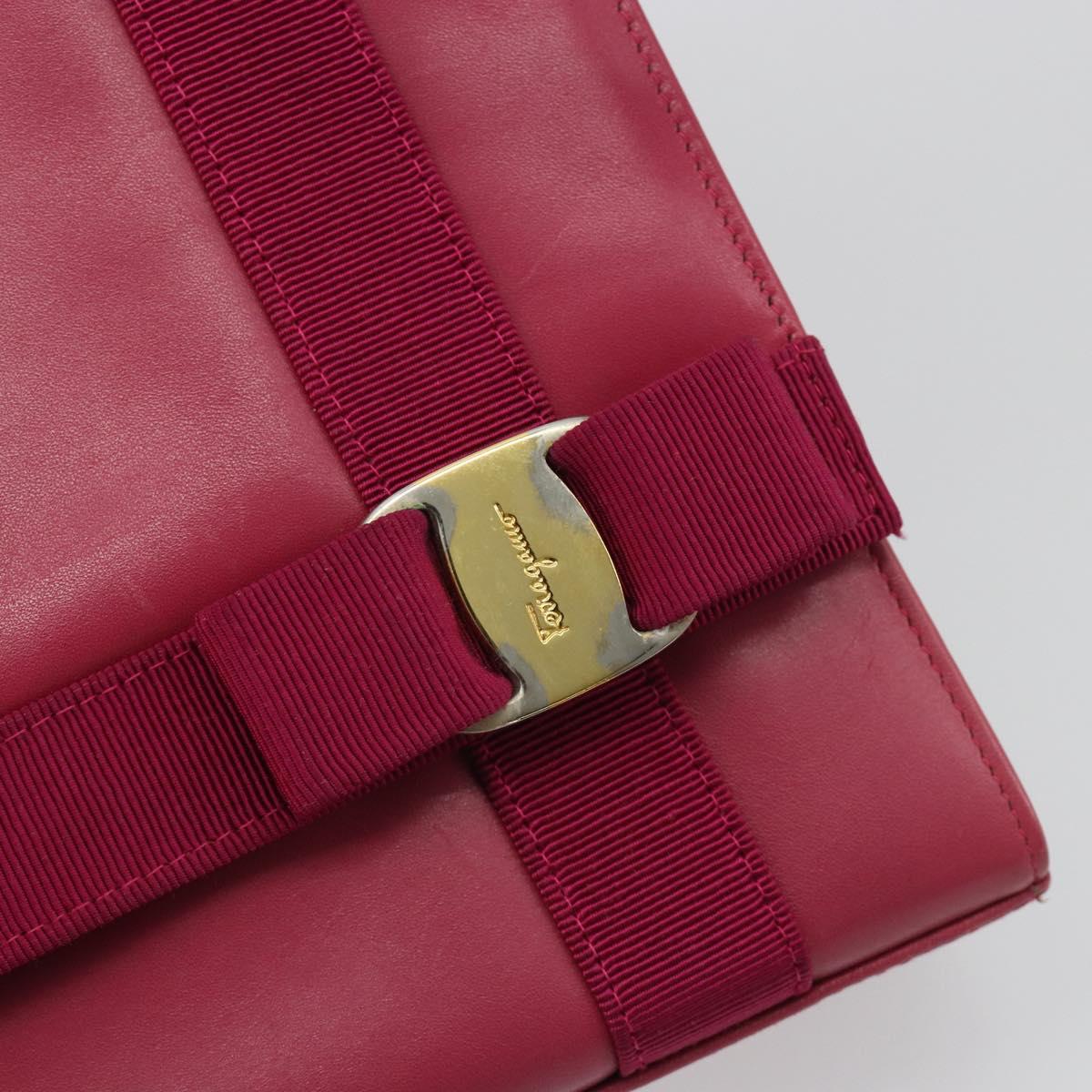 Salvatore Ferragamo Vala Shoulder Bag Leather Pink Gold Auth 193072