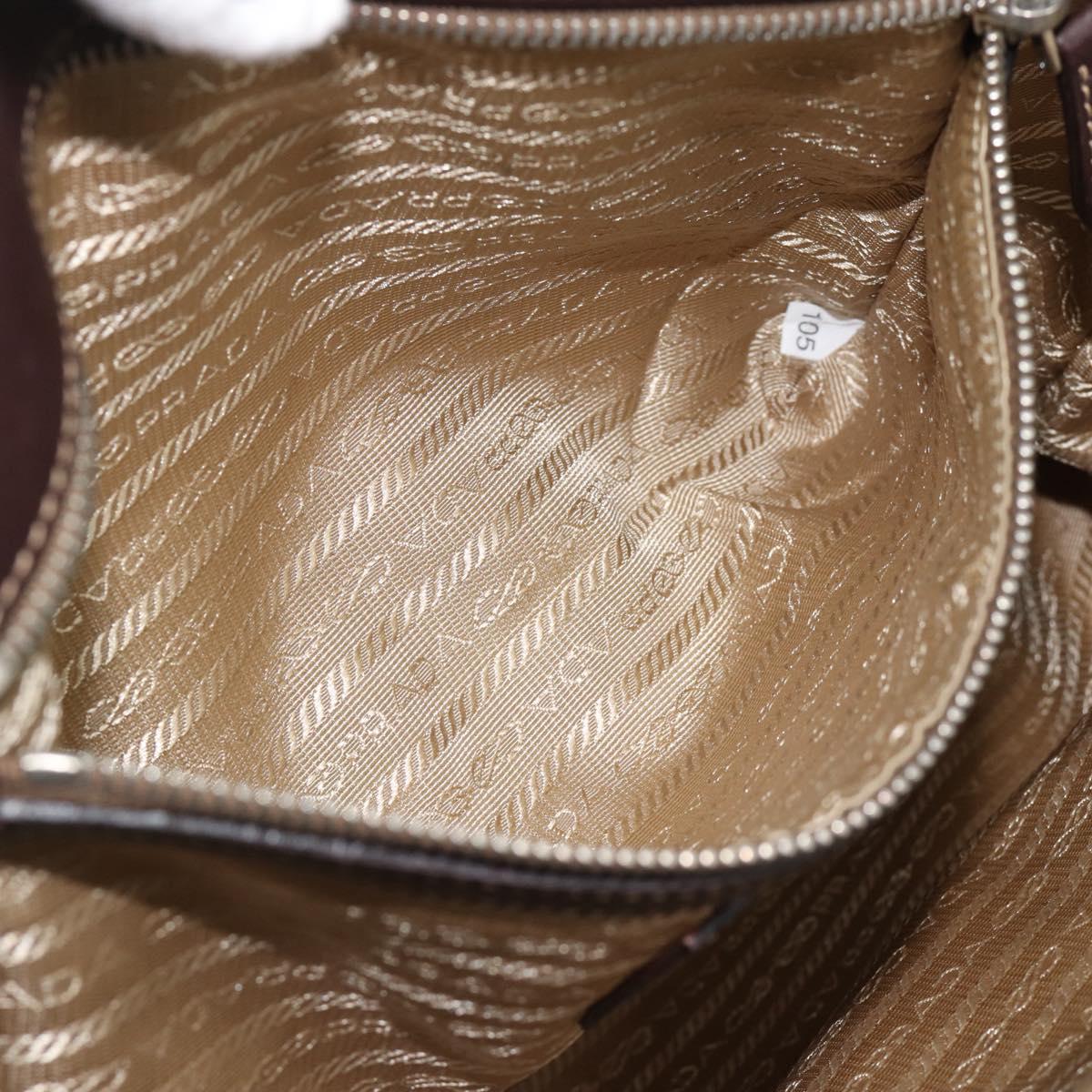 PRADA Hand Bag Canvas Leather 2way Beige Silver Auth 193073V