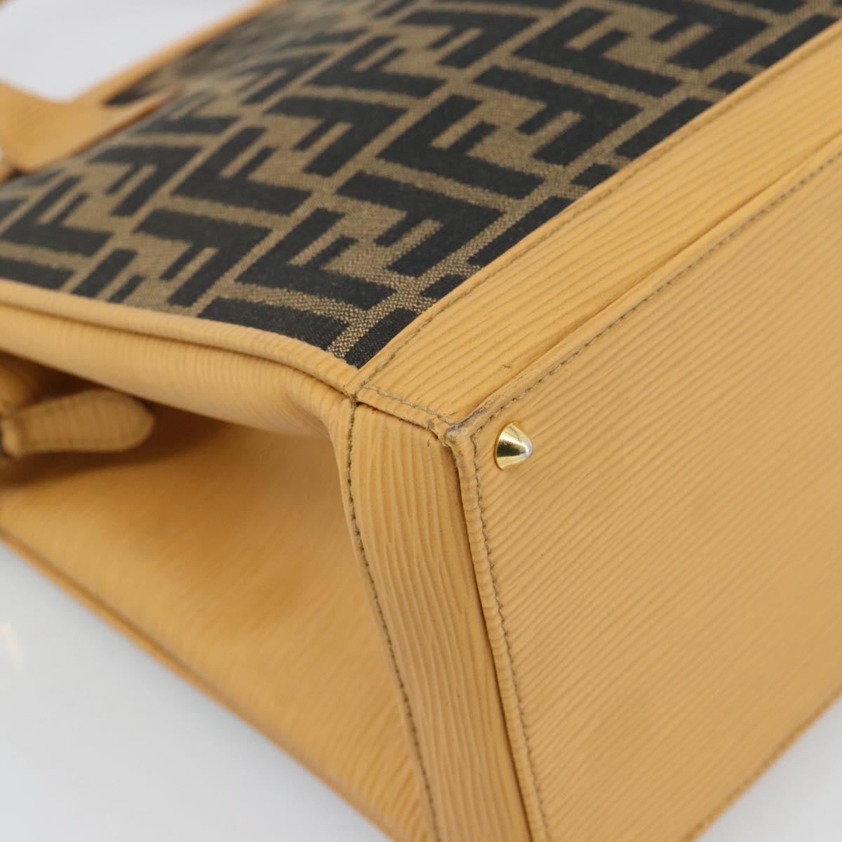 FENDI Zucca Canvas Hand Bag Black Brown Auth 193074V