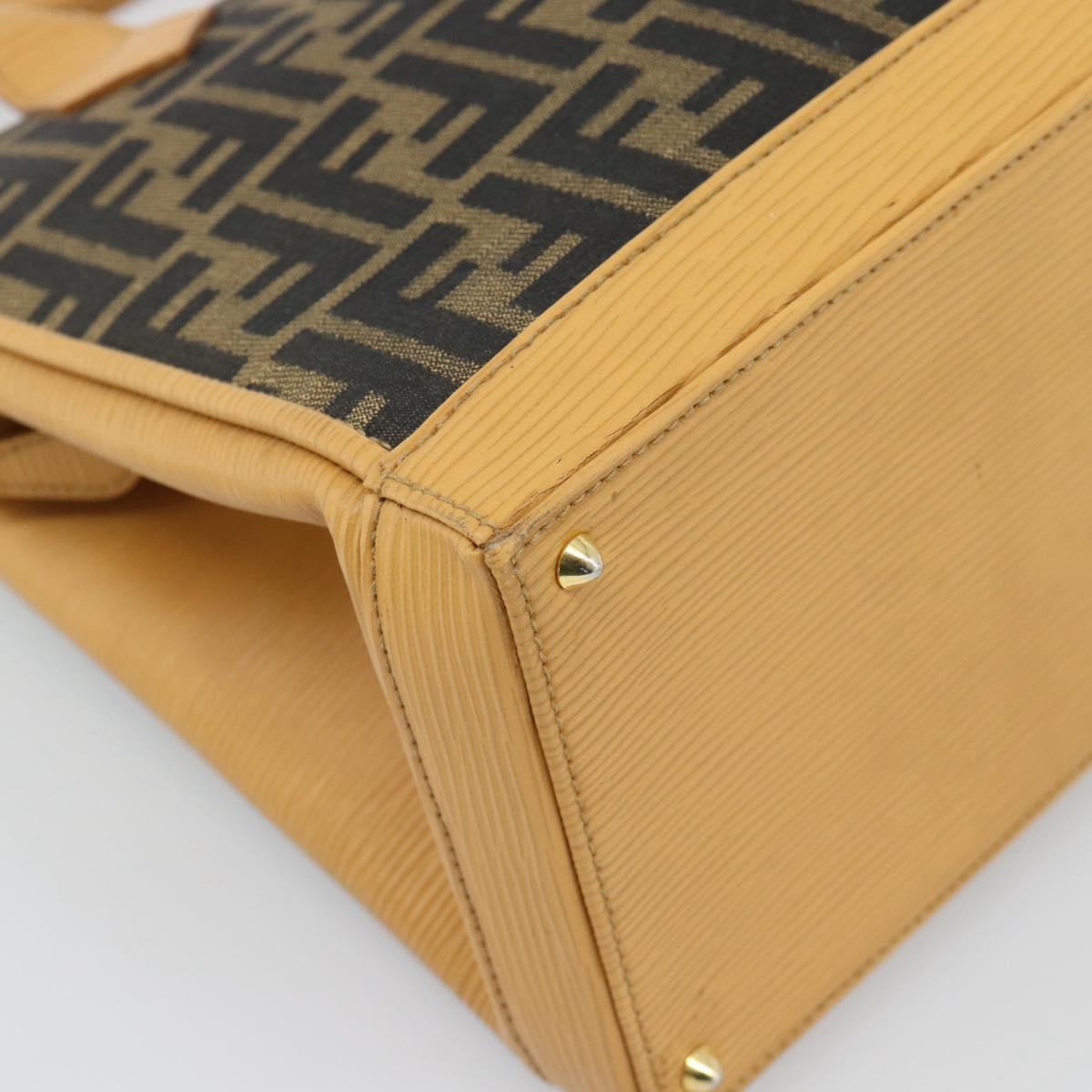FENDI Zucca Canvas Hand Bag Black Brown Auth 193074V