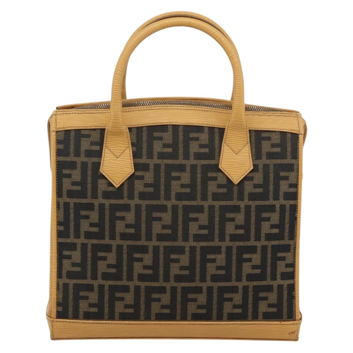FENDI Zucca Canvas Hand Bag Black Brown Auth 193074V