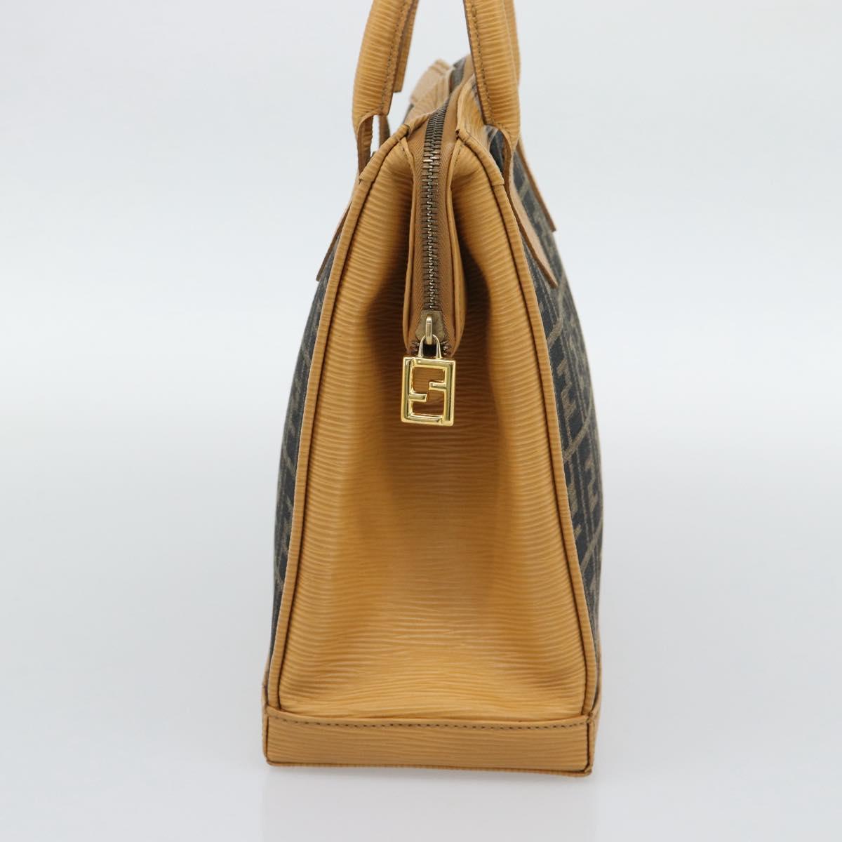 FENDI Zucca Canvas Hand Bag Black Brown Auth 193074V
