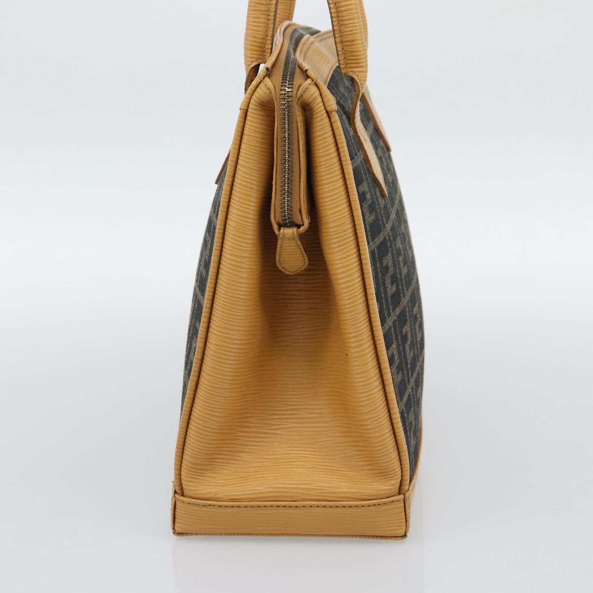 FENDI Zucca Canvas Hand Bag Black Brown Auth 193074V