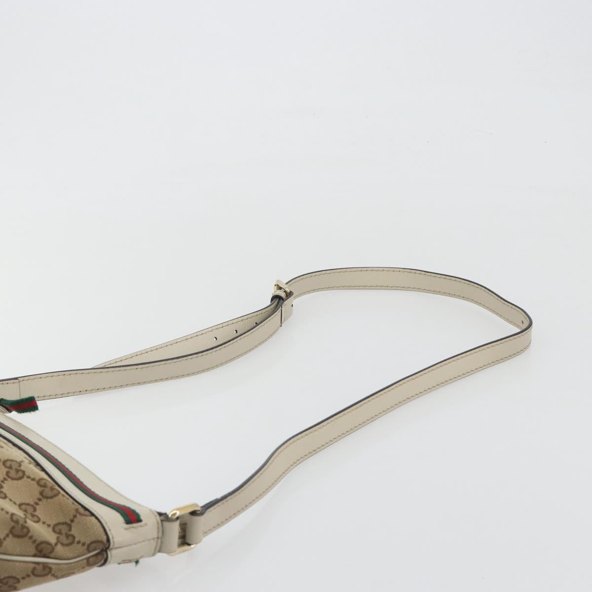 GUCCI GG Canvas Web Sherry Line Pretty Bag Beige Gold 257065 Auth 193075V
