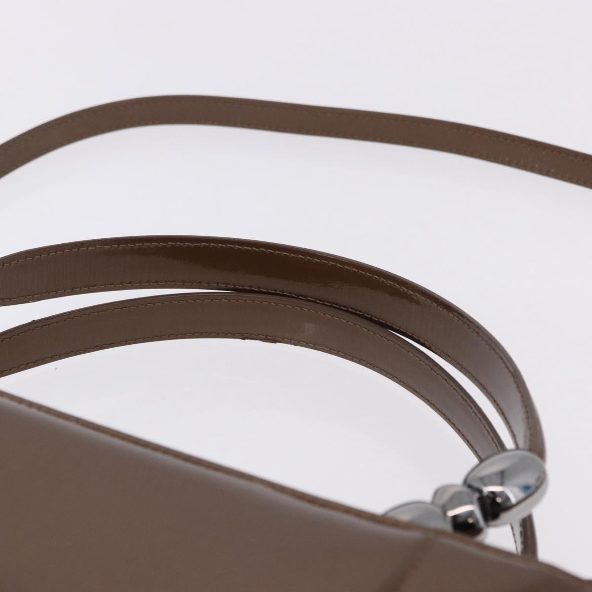 Christian Dior Maris Pearl Bag Patent leather 2way Brown Silver Auth 193076A