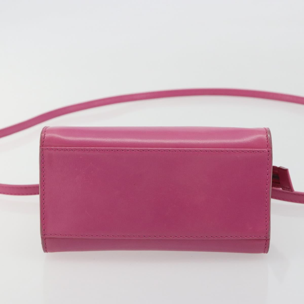 CELINE Hand Bag Leather 2way Pink Gold Auth 193077A