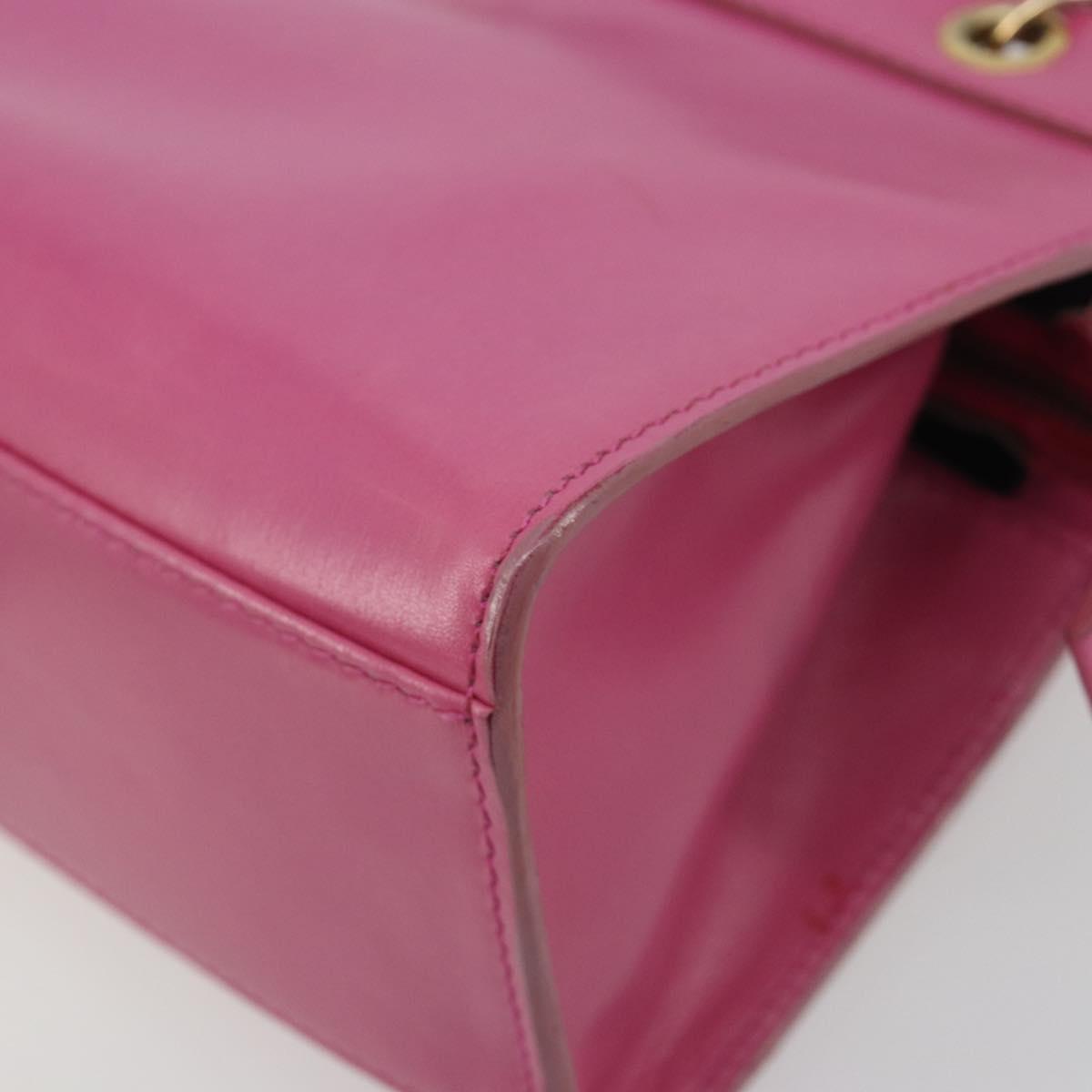CELINE Hand Bag Leather 2way Pink Gold Auth 193077A