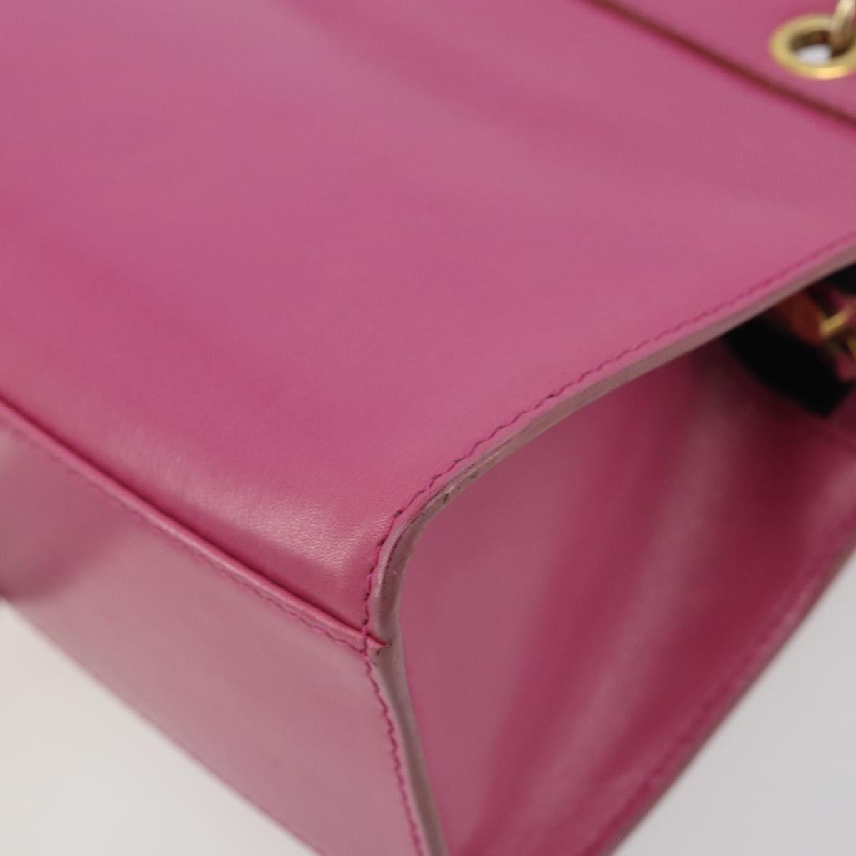 CELINE Hand Bag Leather 2way Pink Gold Auth 193077A
