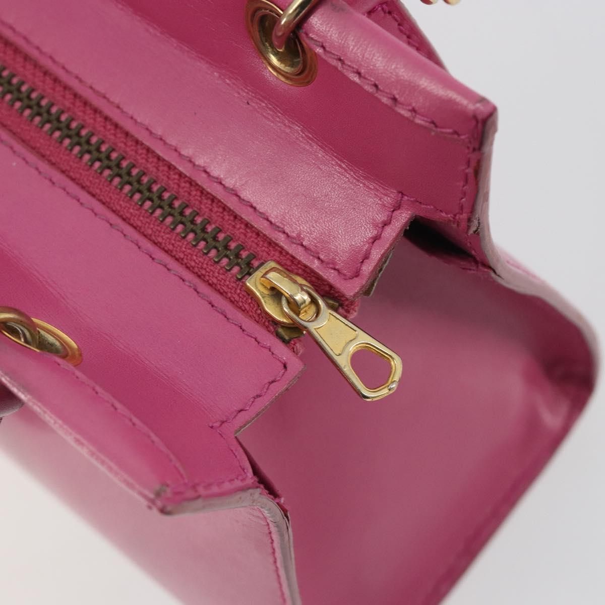 CELINE Hand Bag Leather 2way Pink Gold Auth 193077A