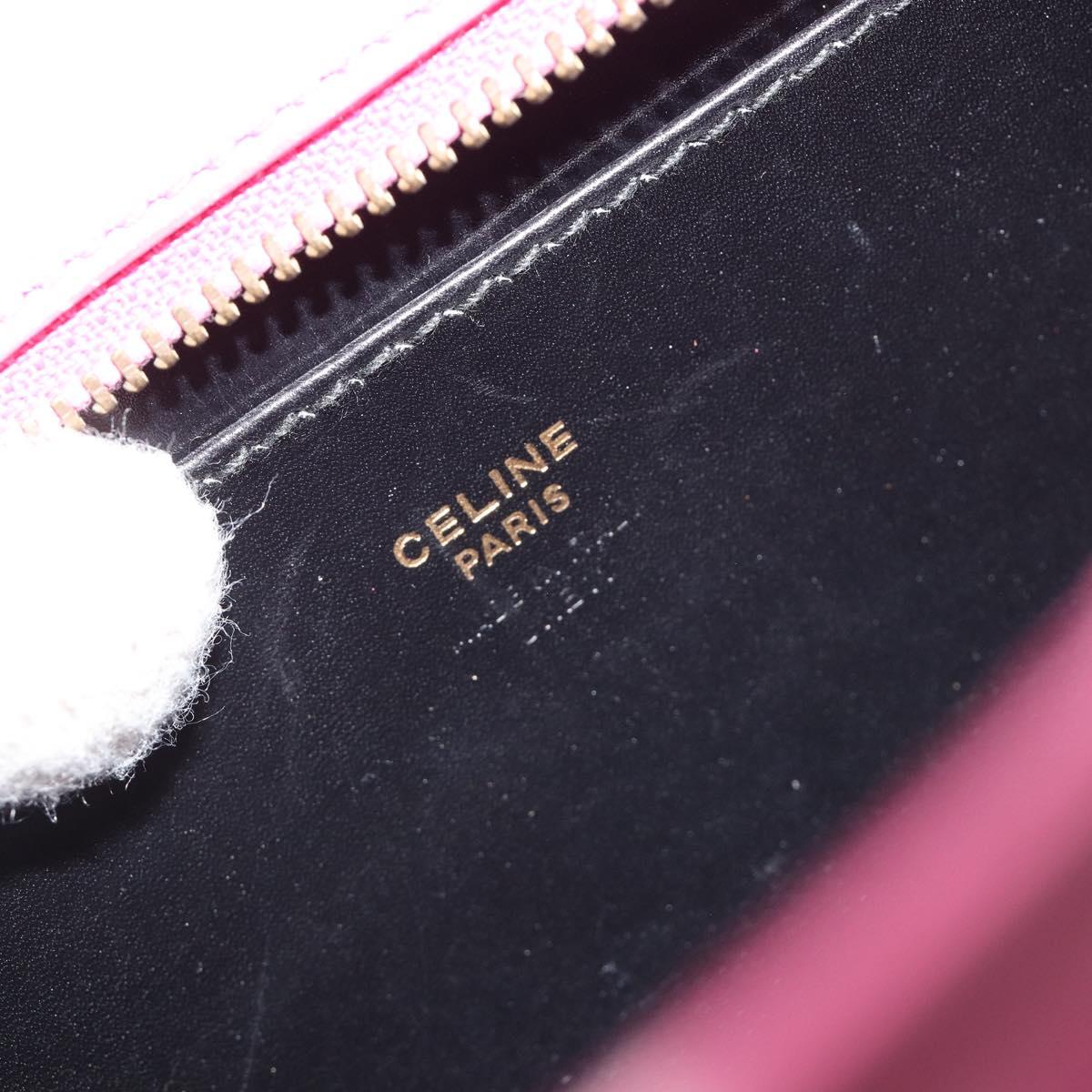 CELINE Hand Bag Leather 2way Pink Gold Auth 193077A