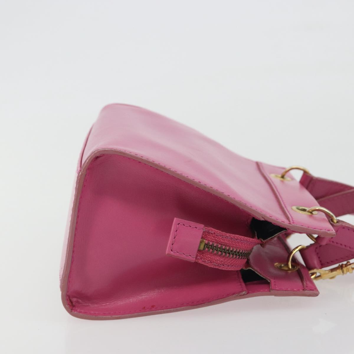 CELINE Hand Bag Leather 2way Pink Gold Auth 193077A