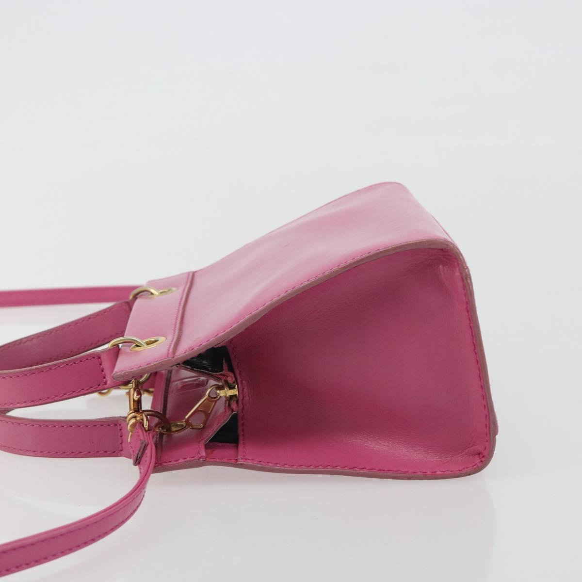 CELINE Hand Bag Leather 2way Pink Gold Auth 193077A