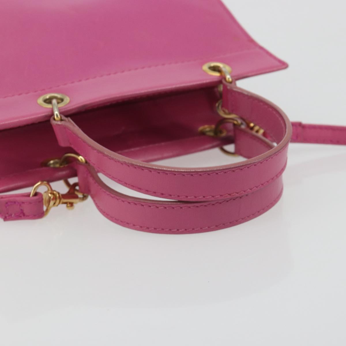 CELINE Hand Bag Leather 2way Pink Gold Auth 193077A