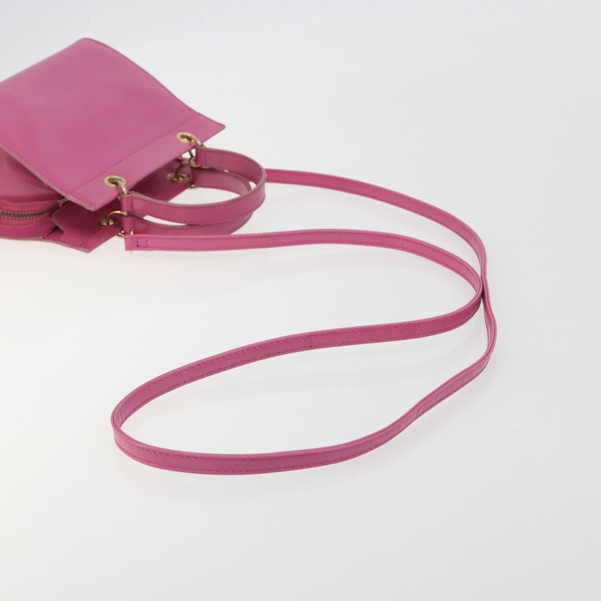 CELINE Hand Bag Leather 2way Pink Gold Auth 193077A