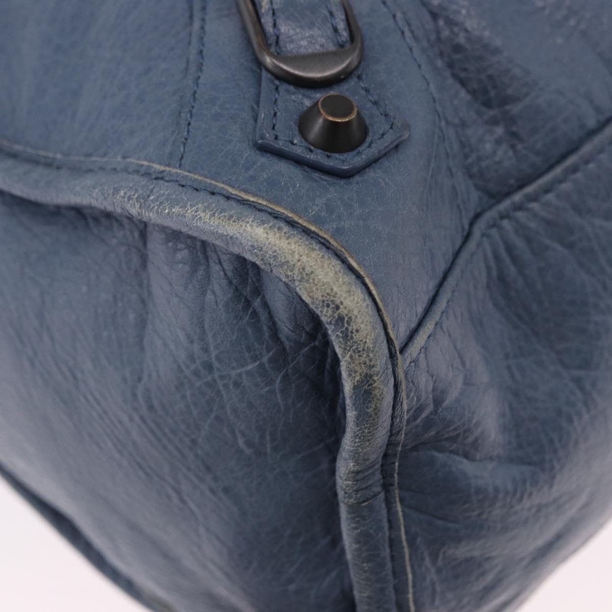 BALENCIAGA The City Hand Bag Leather 2way Blue 115748 Auth 193079V