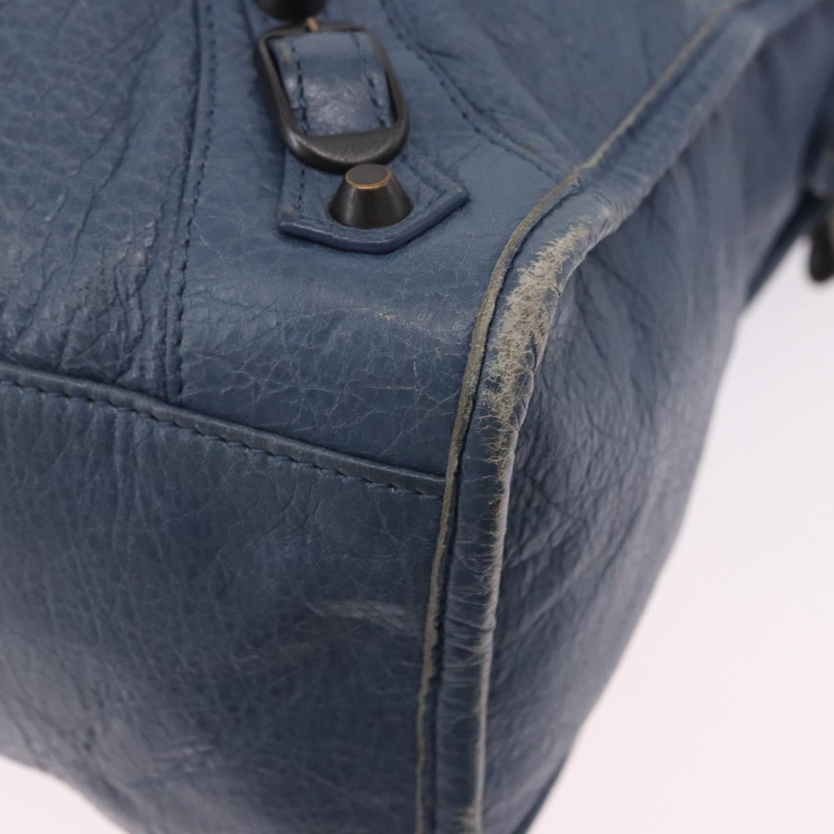 BALENCIAGA The City Hand Bag Leather 2way Blue 115748 Auth 193079V