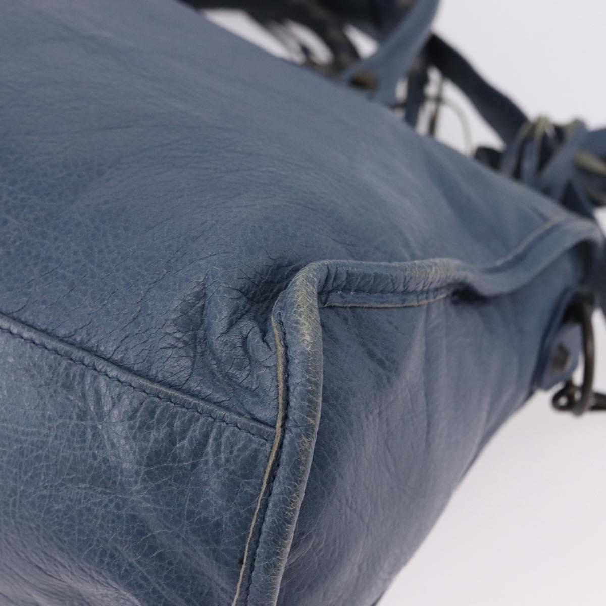 BALENCIAGA The City Hand Bag Leather 2way Blue 115748 Auth 193079V