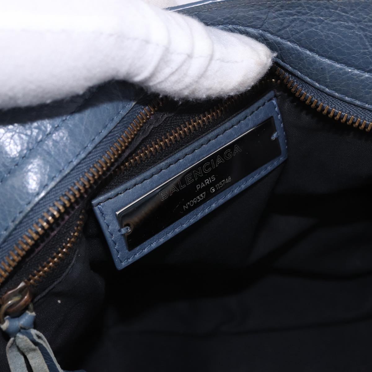 BALENCIAGA The City Hand Bag Leather 2way Blue 115748 Auth 193079V