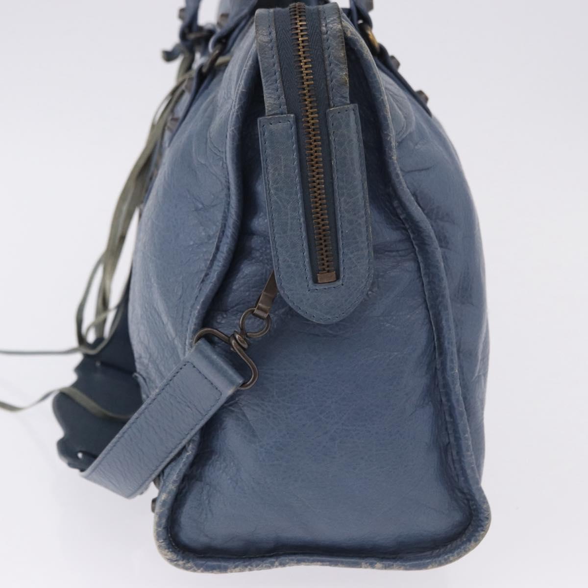 BALENCIAGA The City Hand Bag Leather 2way Blue 115748 Auth 193079V