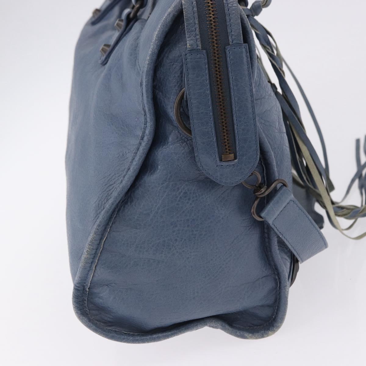 BALENCIAGA The City Hand Bag Leather 2way Blue 115748 Auth 193079V