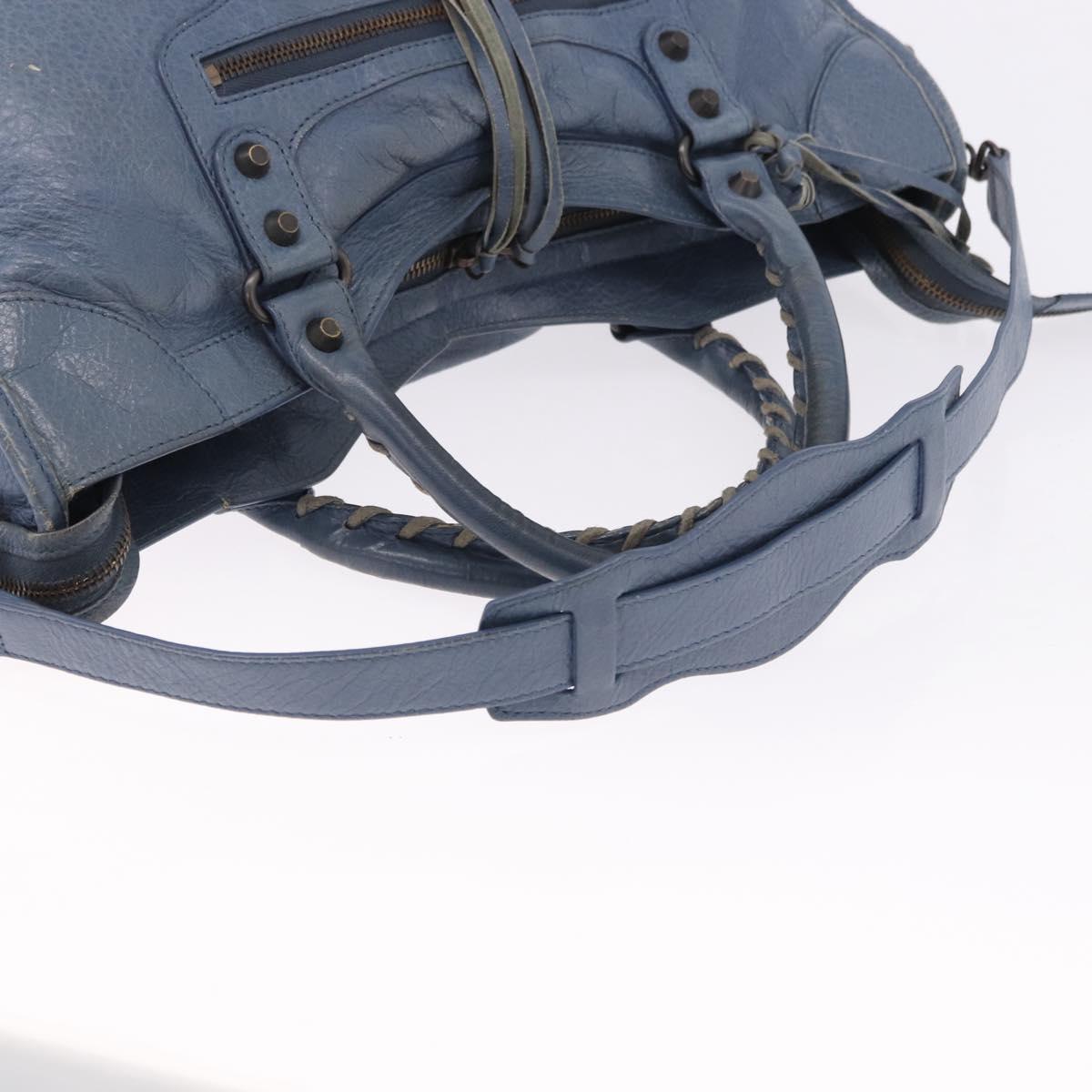 BALENCIAGA The City Hand Bag Leather 2way Blue 115748 Auth 193079V