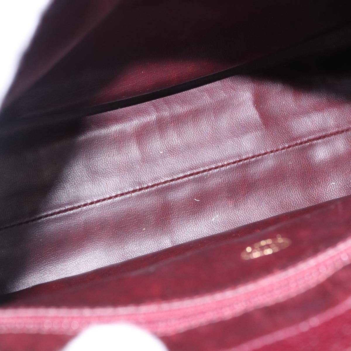 CHANEL Chain Tote Bag Caviar Skin Bordeaux Gold CC Auth 193083A