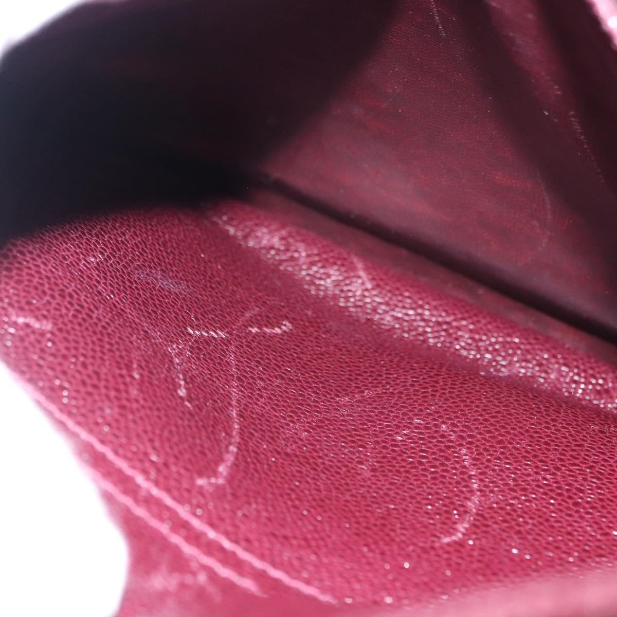 CHANEL Chain Tote Bag Caviar Skin Bordeaux Gold CC Auth 193083A