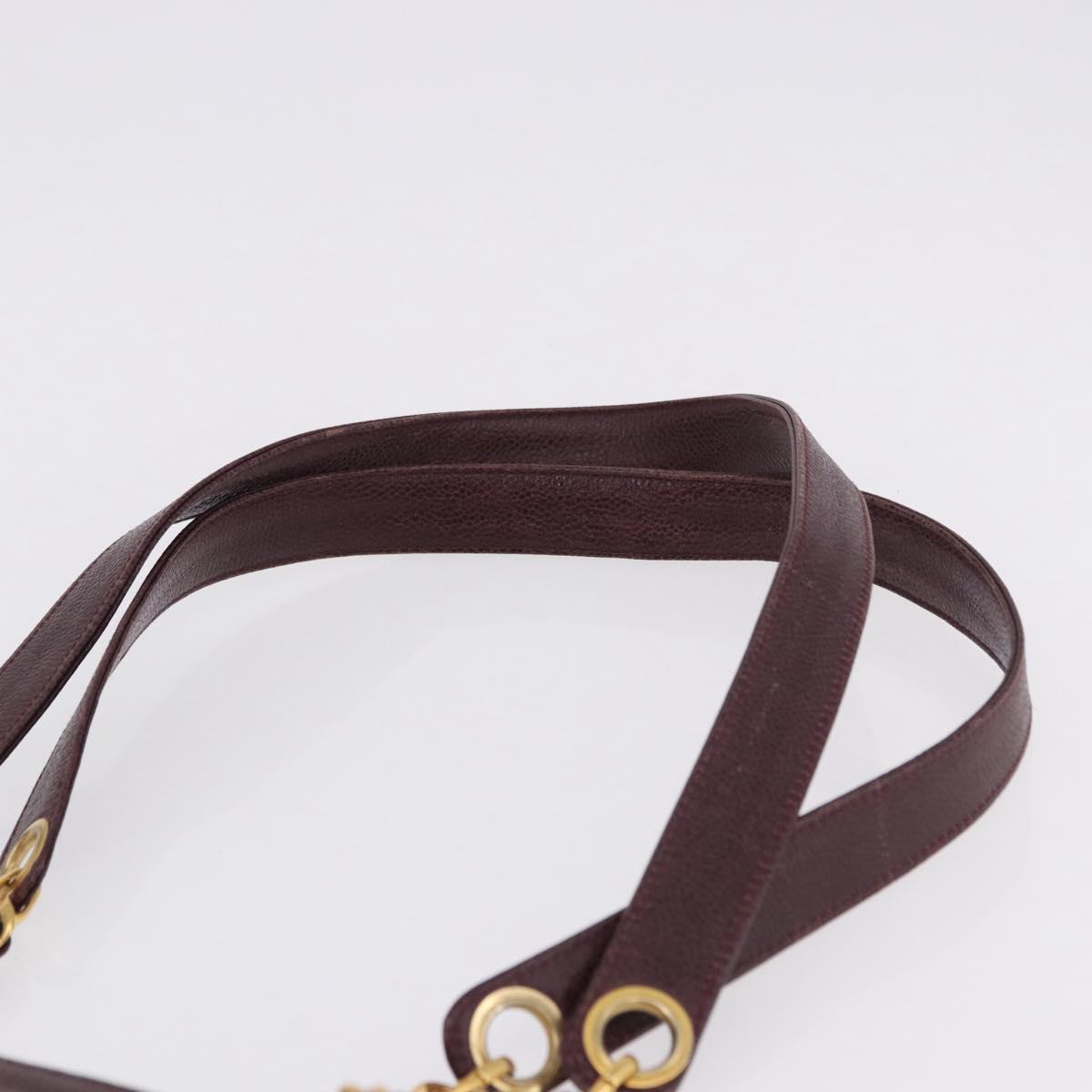 CHANEL Chain Tote Bag Caviar Skin Bordeaux Gold CC Auth 193083A