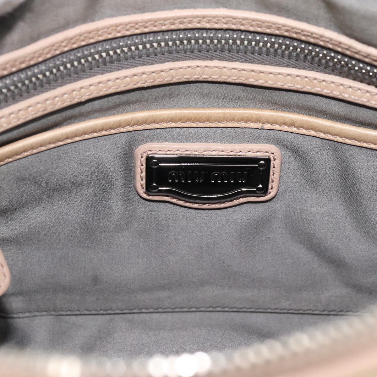 Miu Miu Hand Bag Leather 2way Beige Silver Auth 193084A