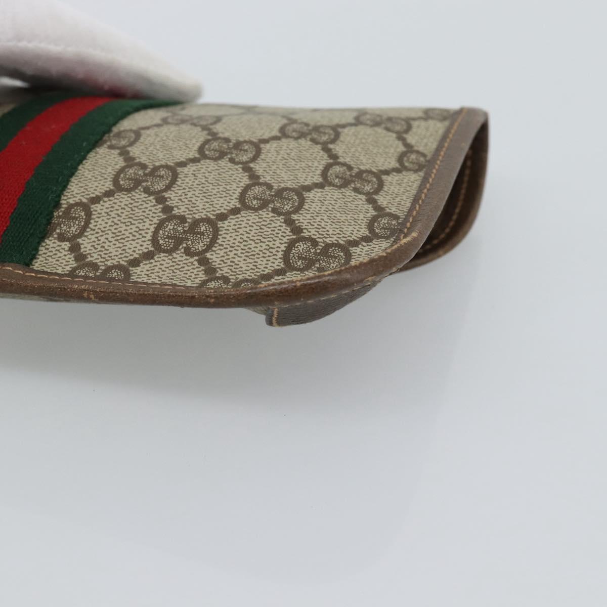 GUCCI GG Supreme Web Sherry Line Pouch PVC Beige Gold 014 14 5205 Auth 193085A