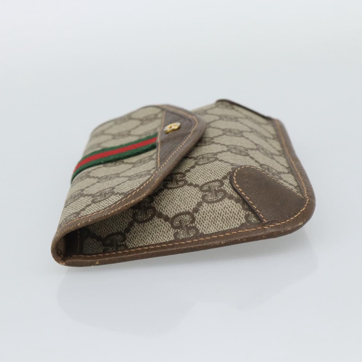 GUCCI GG Supreme Web Sherry Line Pouch PVC Beige Gold 014 14 5205 Auth 193085A