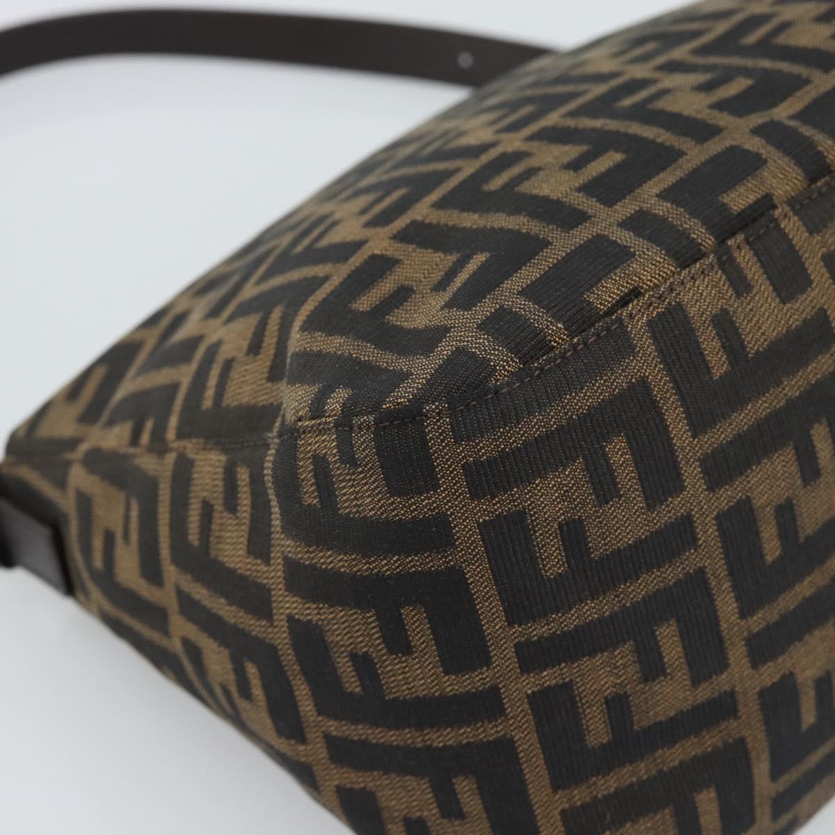 FENDI Zucca Canvas Mamma Baguette Shoulder Bag Brown Black Auth 193086V