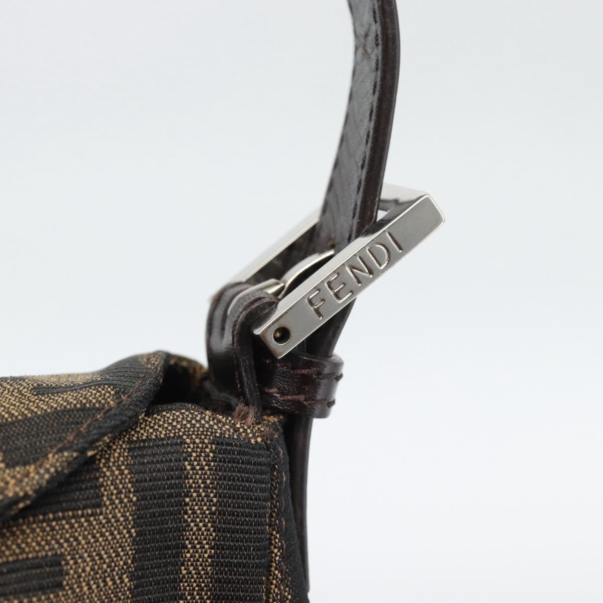 FENDI Zucca Canvas Mamma Baguette Shoulder Bag Brown Black Auth 193086V