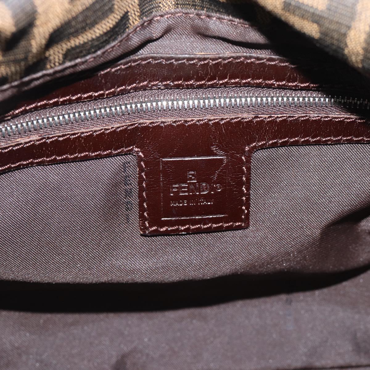 FENDI Zucca Canvas Mamma Baguette Shoulder Bag Brown Black Auth 193086V