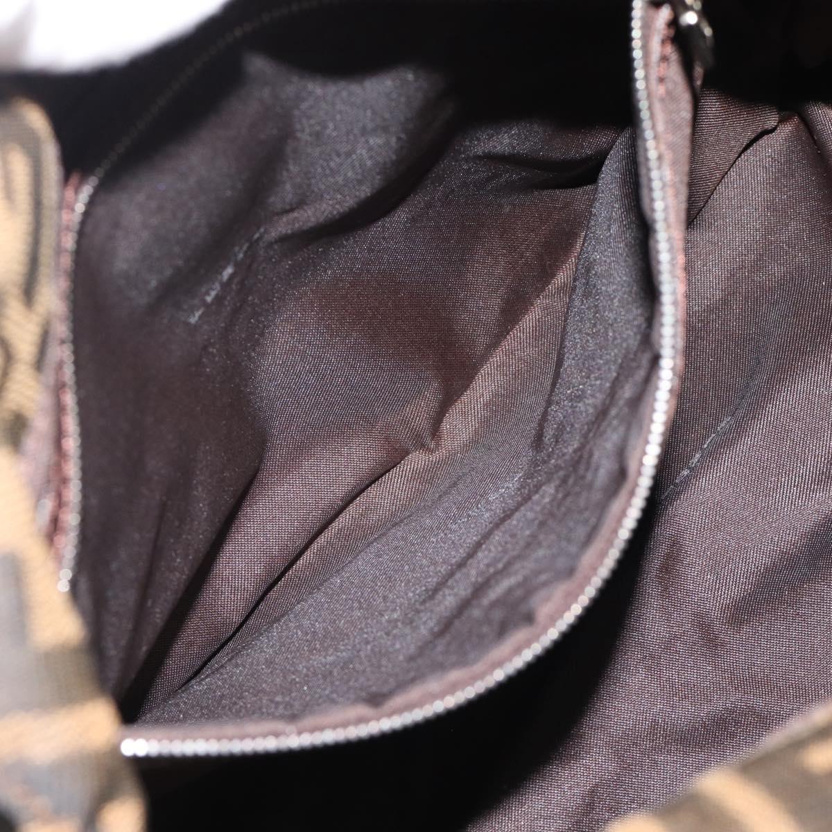 FENDI Zucca Canvas Mamma Baguette Shoulder Bag Brown Black Auth 193086V