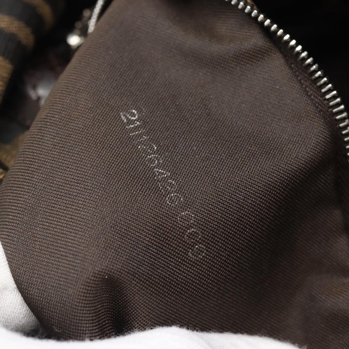 FENDI Zucca Canvas Mamma Baguette Shoulder Bag Brown Black Auth 193086V