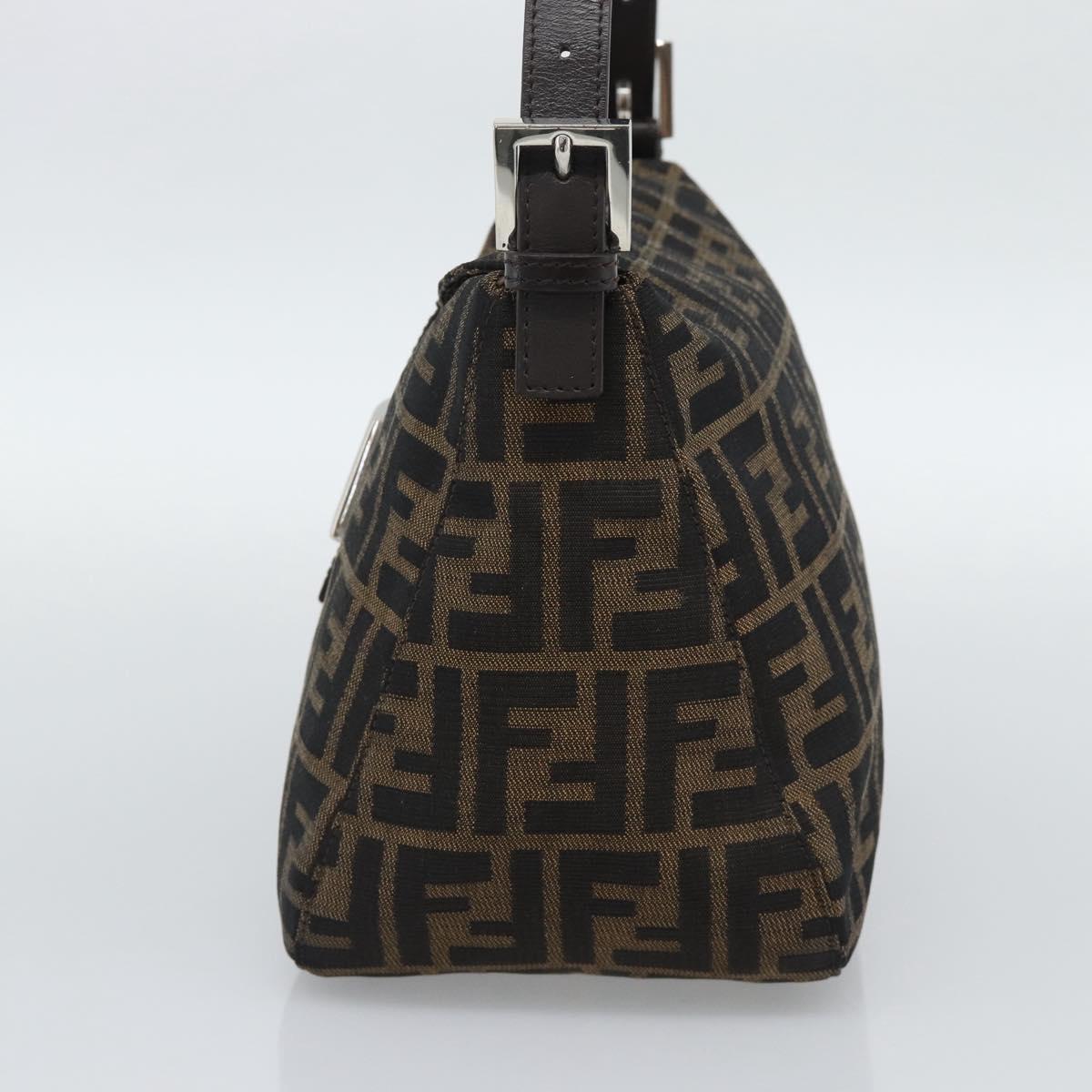 FENDI Zucca Canvas Mamma Baguette Shoulder Bag Brown Black Auth 193086V