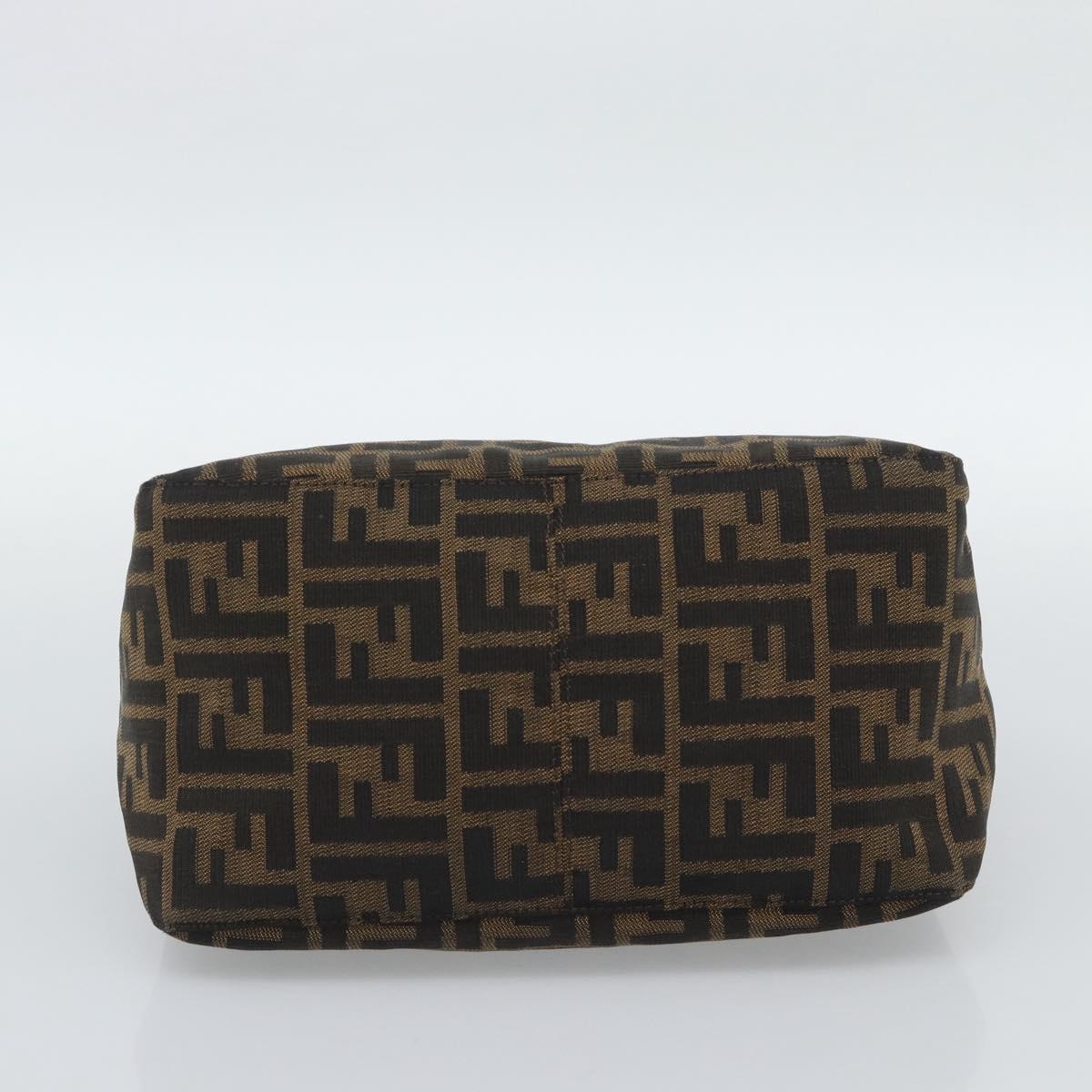 FENDI Zucca Canvas Mamma Baguette Shoulder Bag Brown Black Auth 193086V